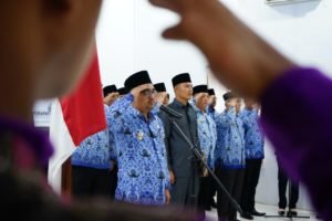 Hujan Sejak Subuh, Wabup Upacara HSP di Aula Kantor Bupati