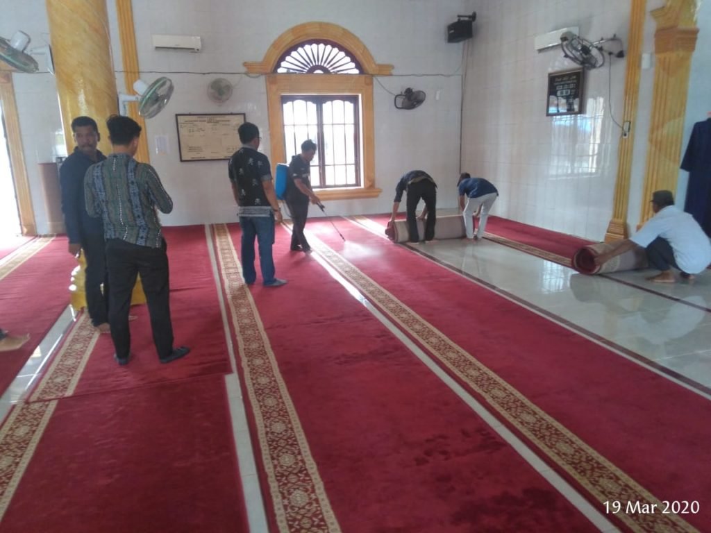 Cegah Virus Corona, Mesjid Kedai Sianam dan Barung Barung Disinfektan