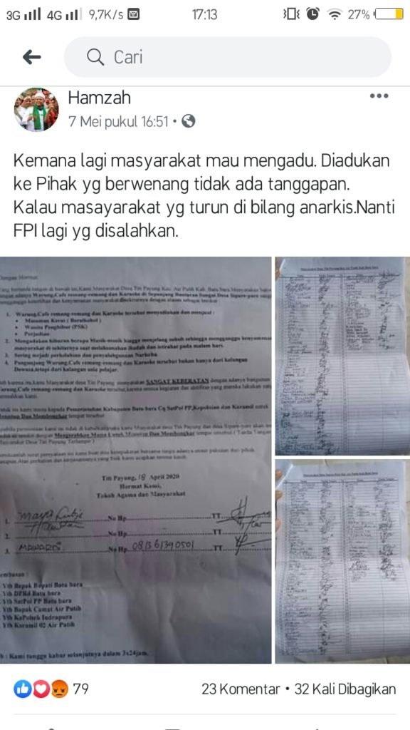 Masyarakat Air Putih Minta Tempat Hiburan Malam di Tutup