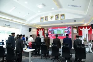 Bupati Bersama Wakil dan Forkopimda Ikuti Upacara Proklamasi Melaui Virtual