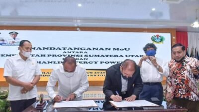 Bupati Saksikan MoU Gubsu Bangun PLTGU 6 X 800 MW di Batubara