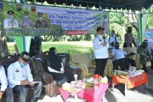 Bupati Bersama Kapolres Panen Padi di Desa Aras