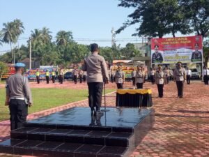 Kapolres Batubara Pimpin Upacara Sertijab Kabag OPS, Kasat Narkoba dan Dua Purna Bakti