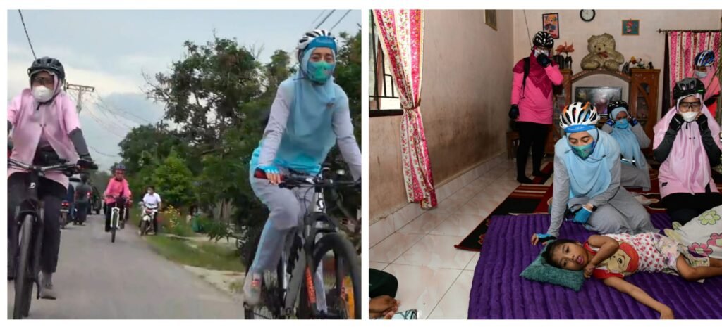 Ketua TP PKK Gowes ke 5 Desa di Massa Pandemi Covid-19 dan Beri Bantuan
