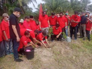 Bupati Batubara Bersama Pengurus DPC PDIP Tanam Pohon di Desa Capor