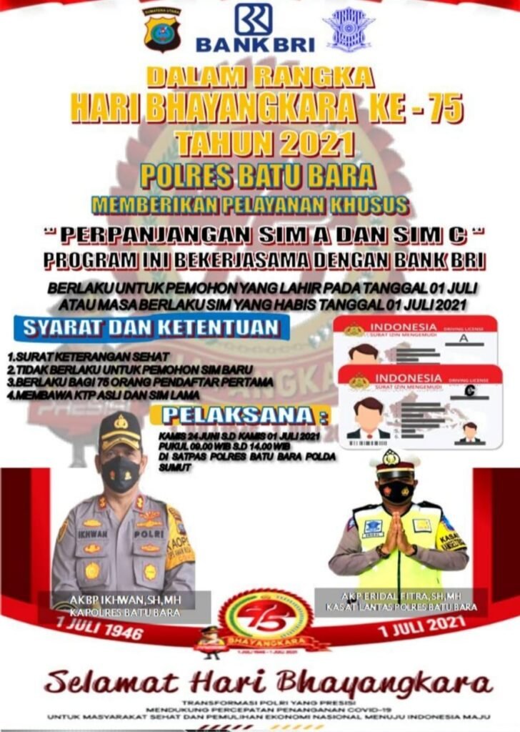 Polres Batubara Layanan SIM Gratis di Hari Bhayangkara ke-75