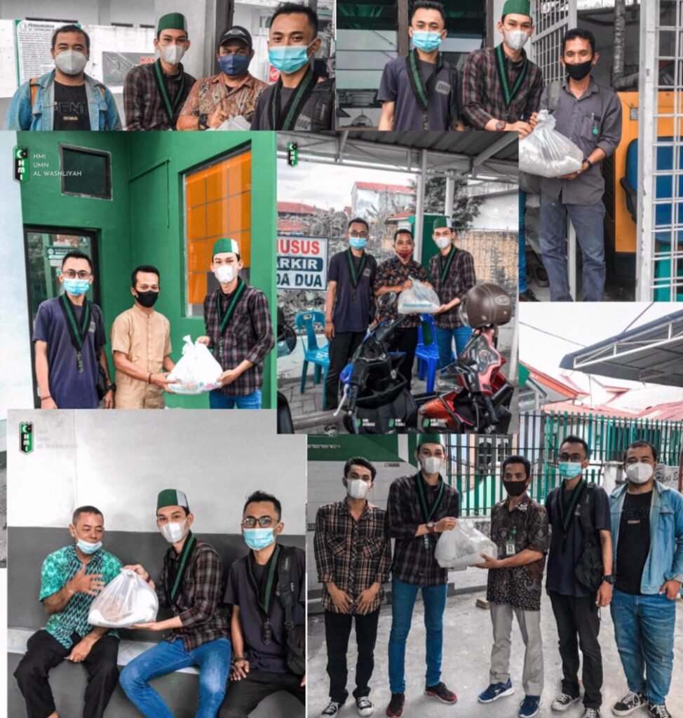 HMI UMN Al Washliyah Beri Sembako ke Pegawai Kebersihan dan Keamanan Kampus