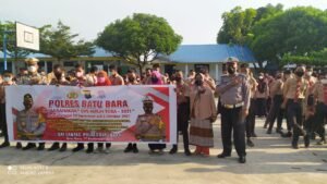 Ops Patuh Toba, Sat Lantas Batubara Sosialisasi Prokes di SMPN 1 Lima Puluh