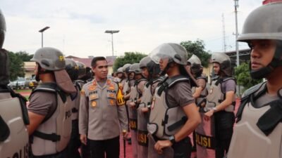 Latihan Dalmas Polres Batubara Hadapi Pemilu Serentak 2024