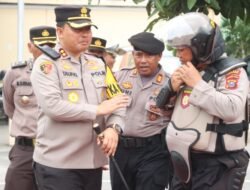 Pengecekan Personil Dalmas Kesiapan Pengamanan Pemilu 2024 di Polres Batubara