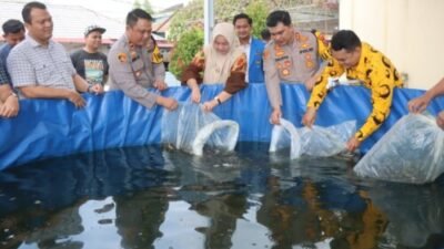 Perdana Tebar Bibit Ikan Lele dan Gurame di Polres Batubara