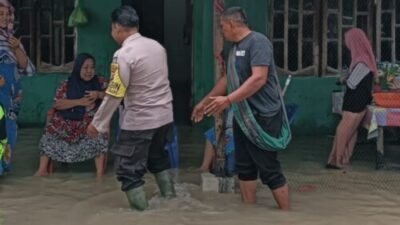 Banjir Jenjang 40–60 Cm Wilayah Batubara, Polisi Kawal Pembangunan Beronjong