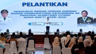 Bupati Asahan Ikuti Pelantikan Pengurus DHD BPK 45 Sumut