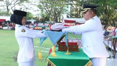 Wabup Asahan Pimpin Penurunan Bendera dan Serahkan Berbagai Penghargaan