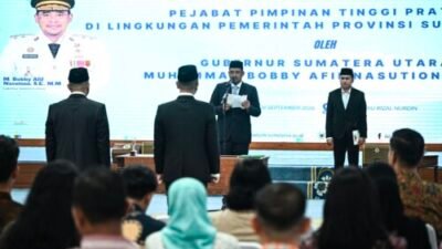 Lantik Pejabat, Gubernur Sumut Tekankan Target, Efisiensi dan Antikorupsi
